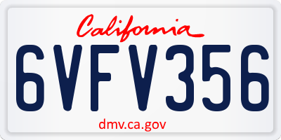 CA license plate 6VFV356