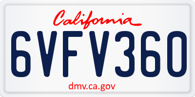 CA license plate 6VFV360