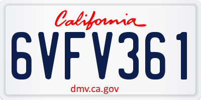 CA license plate 6VFV361