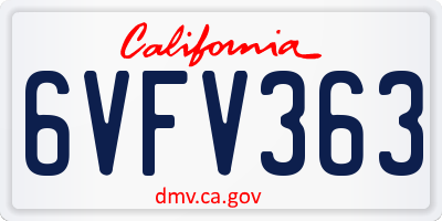 CA license plate 6VFV363