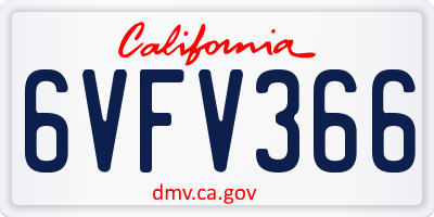 CA license plate 6VFV366