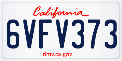 CA license plate 6VFV373