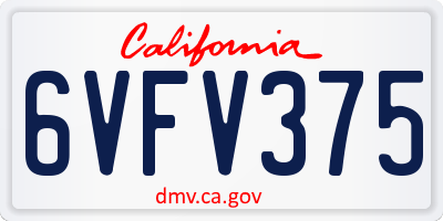 CA license plate 6VFV375