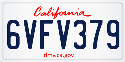 CA license plate 6VFV379