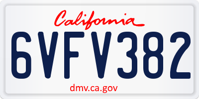 CA license plate 6VFV382