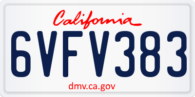 CA license plate 6VFV383
