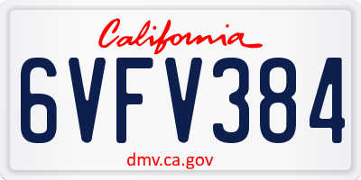 CA license plate 6VFV384