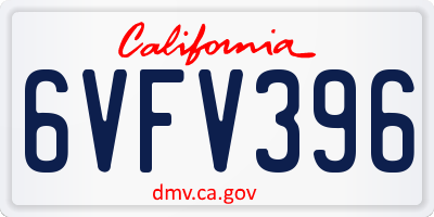 CA license plate 6VFV396