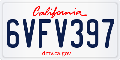 CA license plate 6VFV397