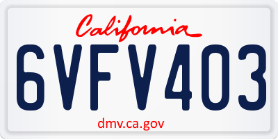 CA license plate 6VFV403