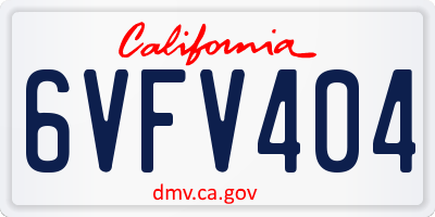 CA license plate 6VFV404