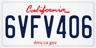 CA license plate 6VFV406