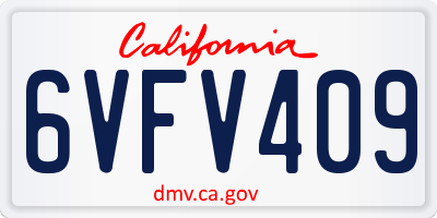 CA license plate 6VFV409