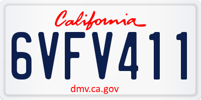 CA license plate 6VFV411