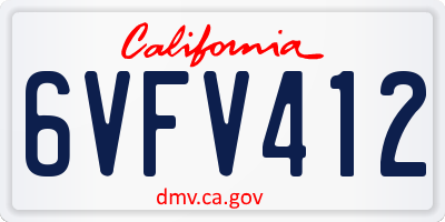 CA license plate 6VFV412