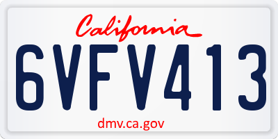 CA license plate 6VFV413