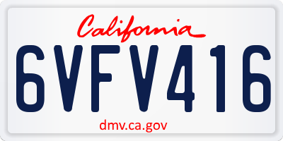 CA license plate 6VFV416