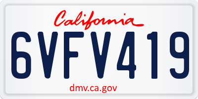 CA license plate 6VFV419