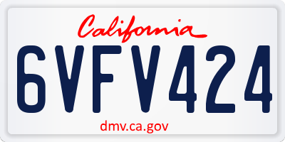 CA license plate 6VFV424