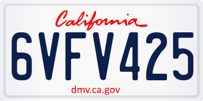 CA license plate 6VFV425
