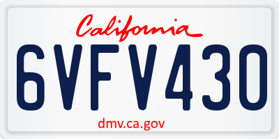 CA license plate 6VFV430