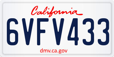 CA license plate 6VFV433