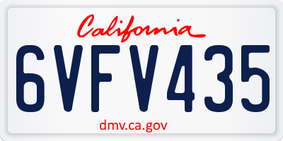 CA license plate 6VFV435