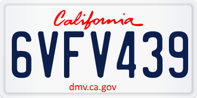 CA license plate 6VFV439