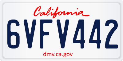CA license plate 6VFV442