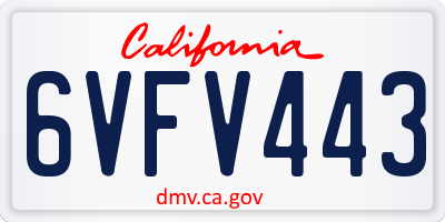 CA license plate 6VFV443
