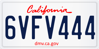CA license plate 6VFV444