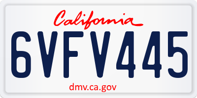 CA license plate 6VFV445