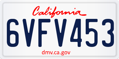 CA license plate 6VFV453