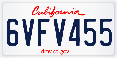 CA license plate 6VFV455