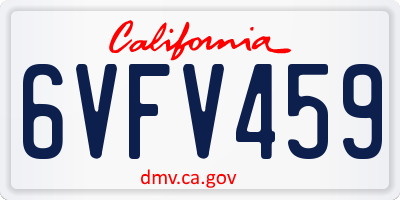 CA license plate 6VFV459