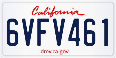 CA license plate 6VFV461