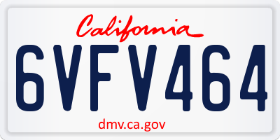 CA license plate 6VFV464