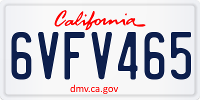 CA license plate 6VFV465