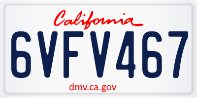 CA license plate 6VFV467