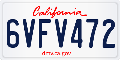 CA license plate 6VFV472