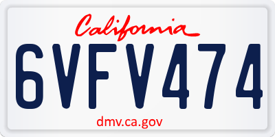 CA license plate 6VFV474