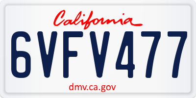CA license plate 6VFV477