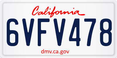 CA license plate 6VFV478