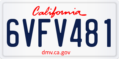 CA license plate 6VFV481