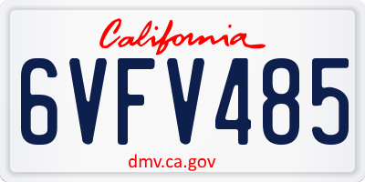 CA license plate 6VFV485