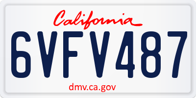 CA license plate 6VFV487