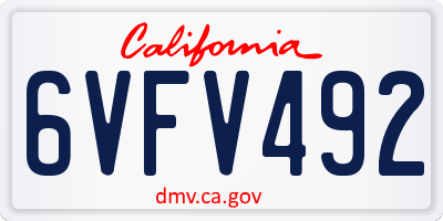 CA license plate 6VFV492