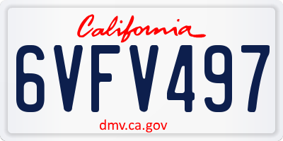 CA license plate 6VFV497