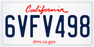 CA license plate 6VFV498