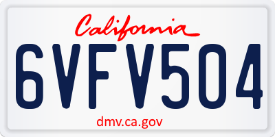 CA license plate 6VFV504